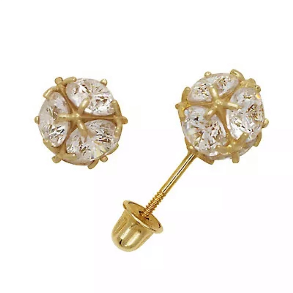 Solid 14K White/Yellow Gold 9mm Earrings 6.00CT